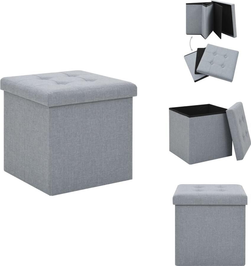 VidaXL Opbergkruk Opbergkrukken Opbergkist Opbergkisten Opbergkruk inklapbaar kunstlinnen lichtgrijs