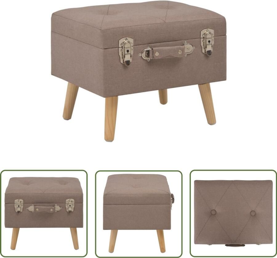 VidaXL Opbergkruk Stof 40 cm Bruin Hocker Kruk Opbergkruk Stoffen Kruk Bruine Kruk Multifunctionele Kruk Salontafel Voetensteun Living Accessoires Meubilair
