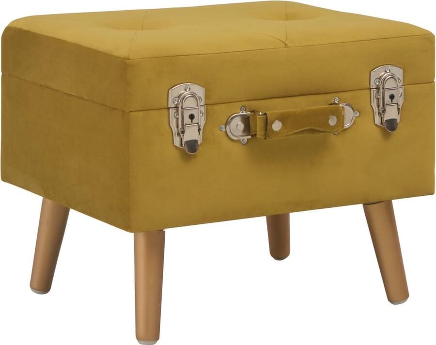 VidaXL Opbergkrukken Set Fluweel Mosterdgeel Opslagmeubel Velvet Bankje Stoere Kruk Multifunctioneel Meubel Salon Meubilair Woonkamer Decoratie Mustard Yellow Furniture Golden Accents