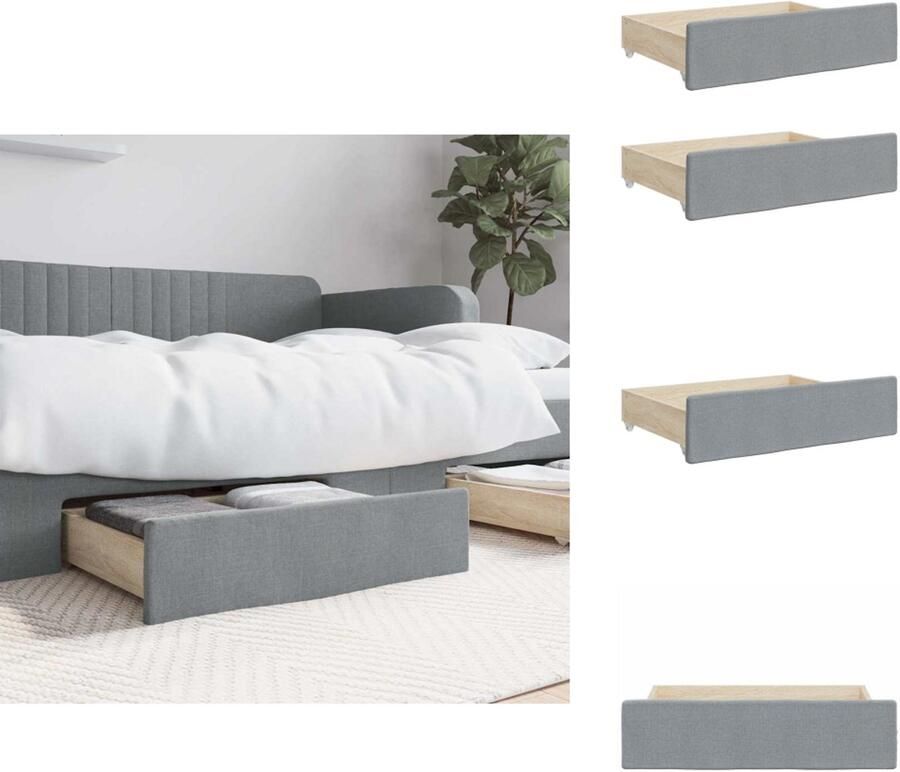 VidaXL Opberglade Voor Onder Bed Opberglades Voor Onder Bed Opberglade Bedbox Opberglades bed 2 st bewerkt hout bewerkt hout stof lichtgrijs