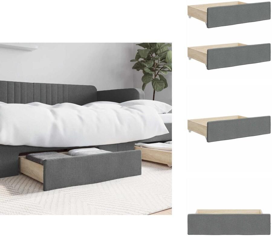 VidaXL Opberglade Voor Onder Bed Opberglades Voor Onder Bed Opberglade Bedbox Opberglades bed 2 st bewerkt hout en stof donkergrijs