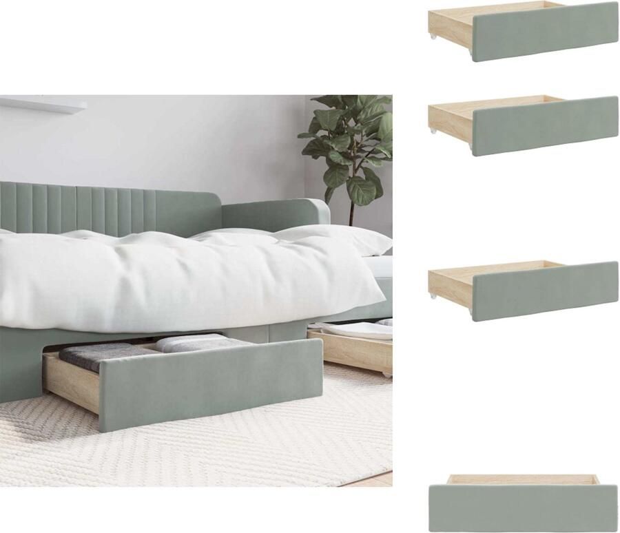 VidaXL Opberglade Voor Onder Bed Opberglades Voor Onder Bed Opberglade Bedbox Opberglades bed 2 st bewerkt hout en fluweel lichtgrijs