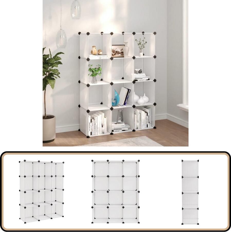 VidaXL Opbergmeubel 12 vakken transparant Kunststof Opbergkast Multifunctionele Kast Opbergsysteem Opbergboxen Plastic Opbergkasten Organiseren Woning Ruimtesparend Meubilair