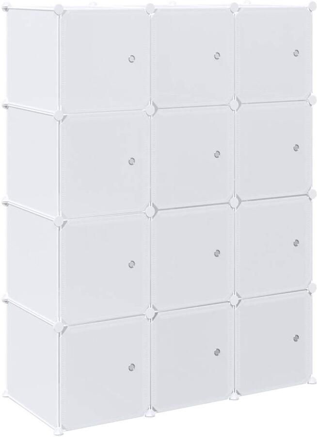 VidaXL Opbergmeubel 12 vakken Wit Inclusief ophangstangen Opbergbox Opbergsysteem Kast Kledingkast Organisatie