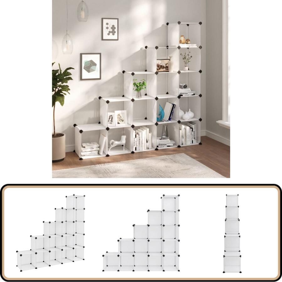 VidaXL Opbergmeubel 15 vakken transparant Opbergrek Plastic Opbergbox Opbergsysteem Kastje Organisatie Thuis Multifunctionele Opbergers Transparante Opbergkasten Interieurdecoratie