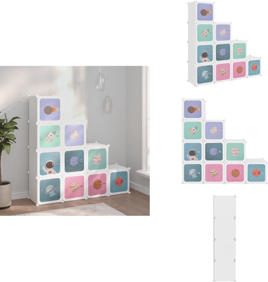 VidaXL Opbergkast voor kinderen Kubusvormig Polypropeen 124.5 x 31.5 x 123.5 cm Cartoonpatronen Schoenenkast