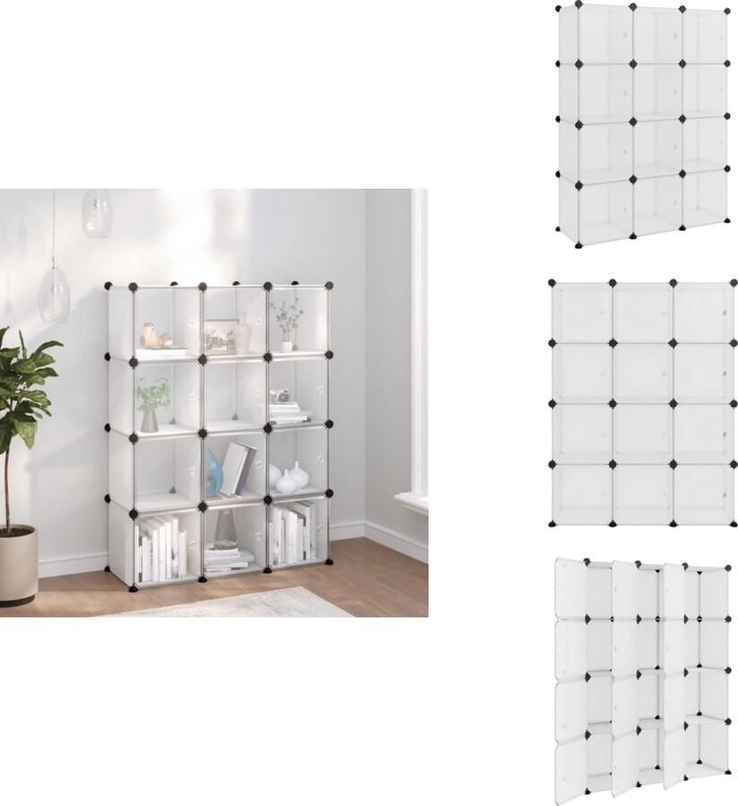 VidaXL Opbergmeubel Opbergmeubelen Opberger Opbergkast Opbergmeubel met 12 vakken en deuren polypropeen transparant