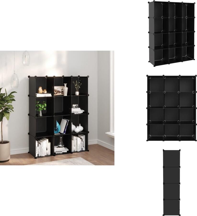 VidaXL Opbergmeubel Opbergmeubelen Opberger Opbergkast Opbergmeubel met 12 vakken polypropeen zwart