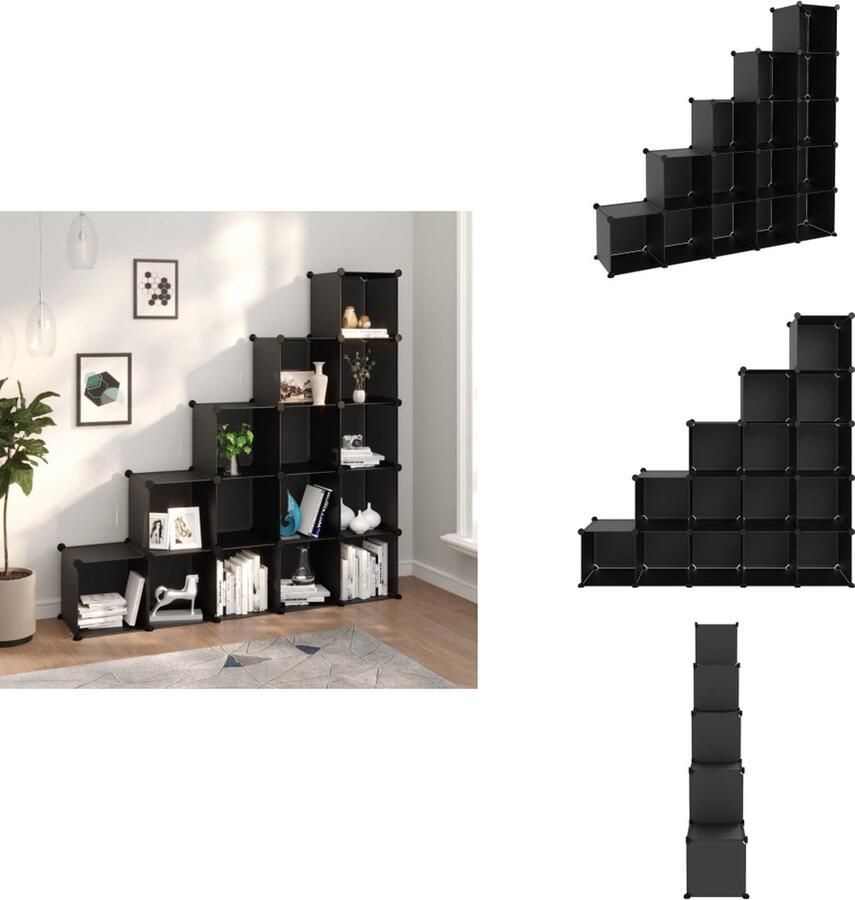 VidaXL Opbergmeubel Opbergmeubelen Opberger Opbergkast Opbergmeubel met 15 vakken polypropeen zwart