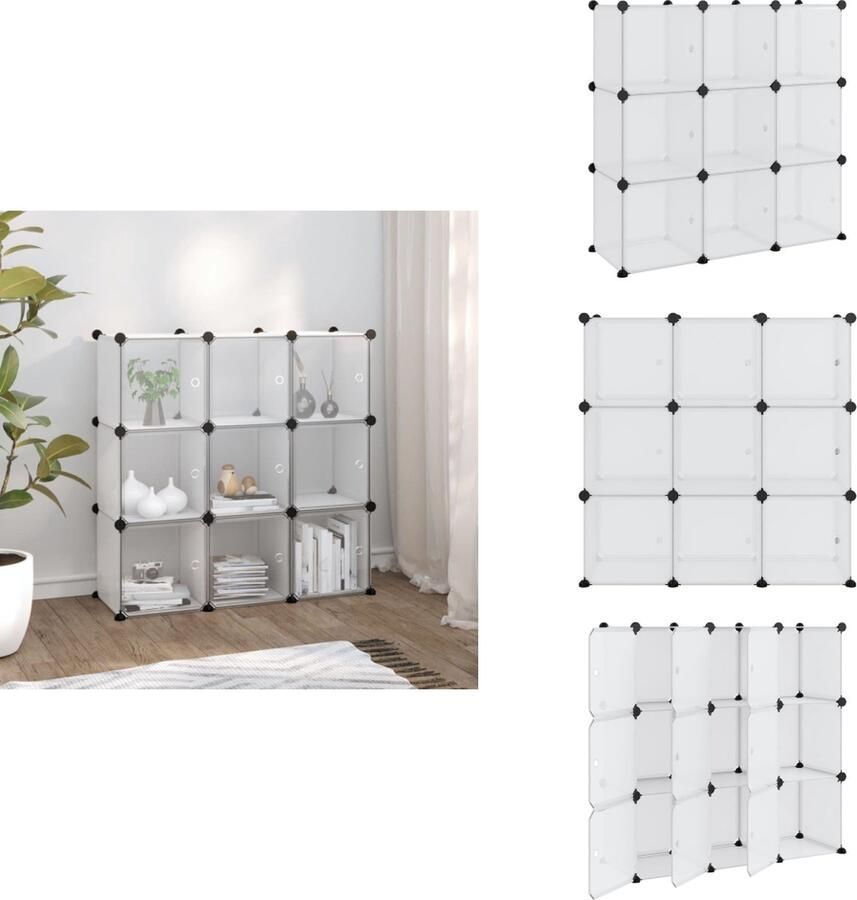 VidaXL Opbergmeubel Opbergmeubelen Opberger Opbergkast Opbergmeubel met 9 vakken en deuren polypropeen transparant