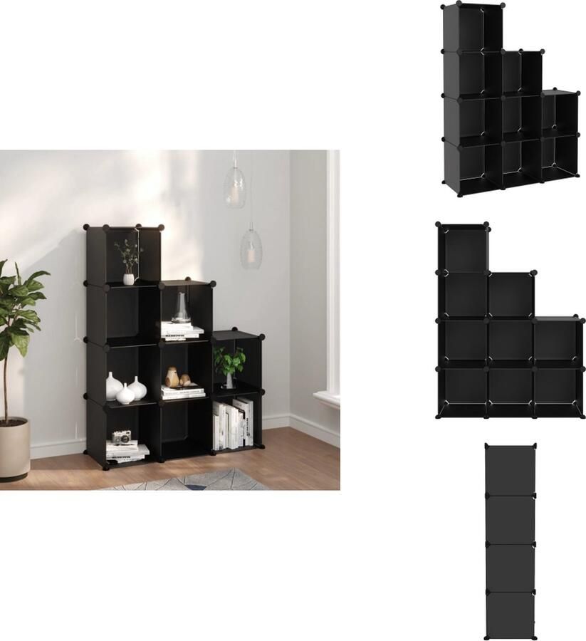 VidaXL Opbergmeubel Opbergmeubelen Opberger Opbergkast Opbergmeubel met 9 vakken polypropeen zwart