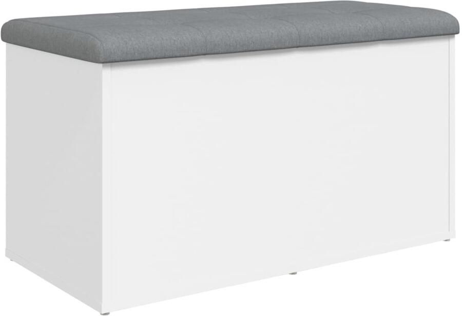 The Living Store Opbergbankje 82x42x45 cm bewerkt hout wit Opbergbankje Opbergbankjes Schoenenbankje Halbankje