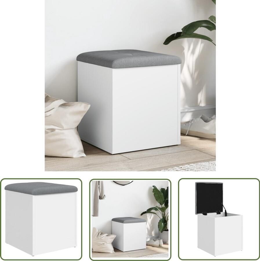 VidaXL -Opbergbankje-42x42x45-cm-bewerkt-hout-wit