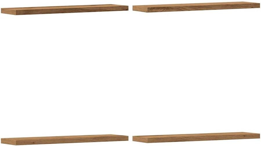 The Living Store Wandschappen 4 st 40x20x1 5 cm bewerkt hout artisanaal eiken Wandplank Houten Plank Opbergplanken Woonaccessoires Interieurdecoratie