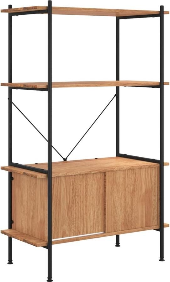VidaXL Opbergrek 4-laags 80x40x130 cm hout & staal Opbergrek Boekenplank Houten Rek Metalen Rek Scheidingswand Livingroom Furniture Kamermeubilair Multifunctionele Plank