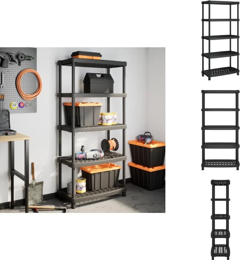 VidaXL Opbergrek Opbergrekken Keukenrek Opbergrek 5-laags 93 5x45 5x194 5 cm polypropeen zwart