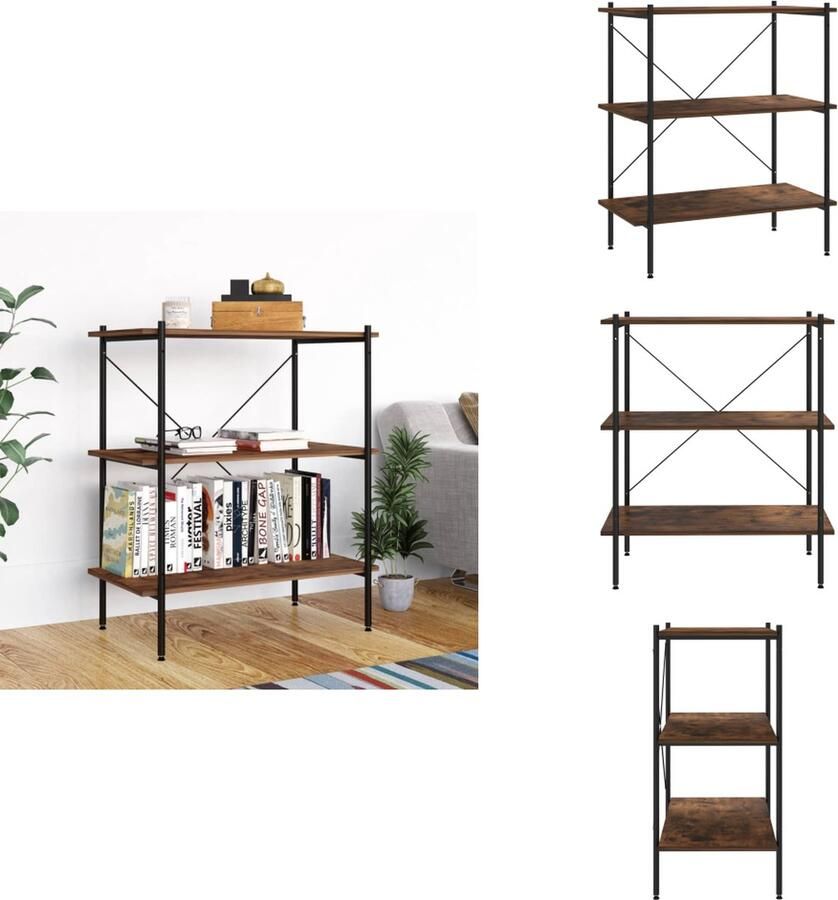 VidaXL Opbergrek Opbergrekken Opbergkast Opbergkasten Opbergrek 3-laags 80x40x92 cm zwart en donkerhoutkleurig