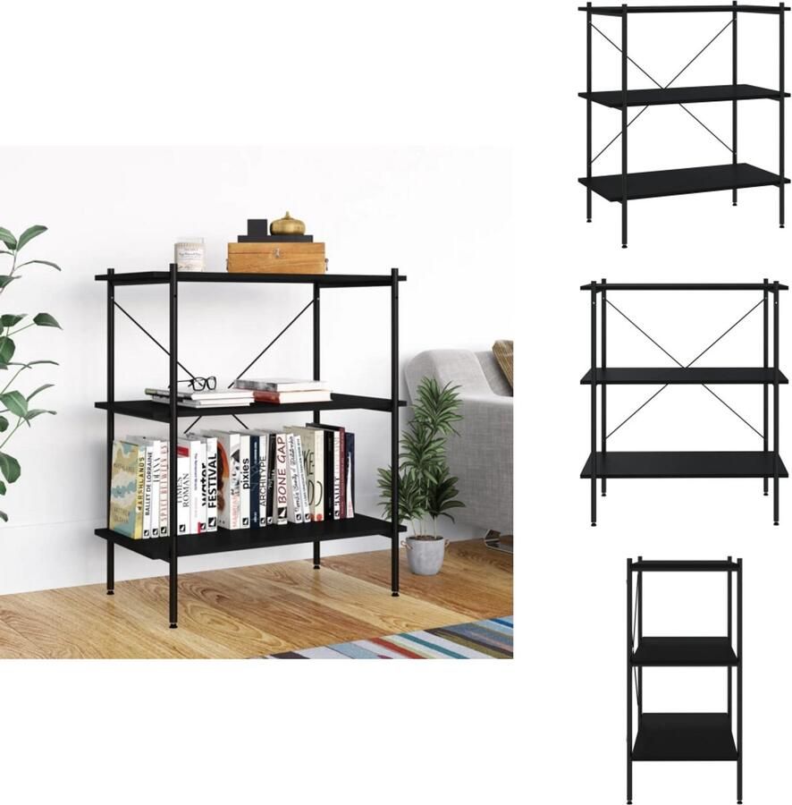 VidaXL Opbergrek Opbergrekken Opbergkast Opbergkasten Opbergrek 3-laags 80x40x92 cm zwart