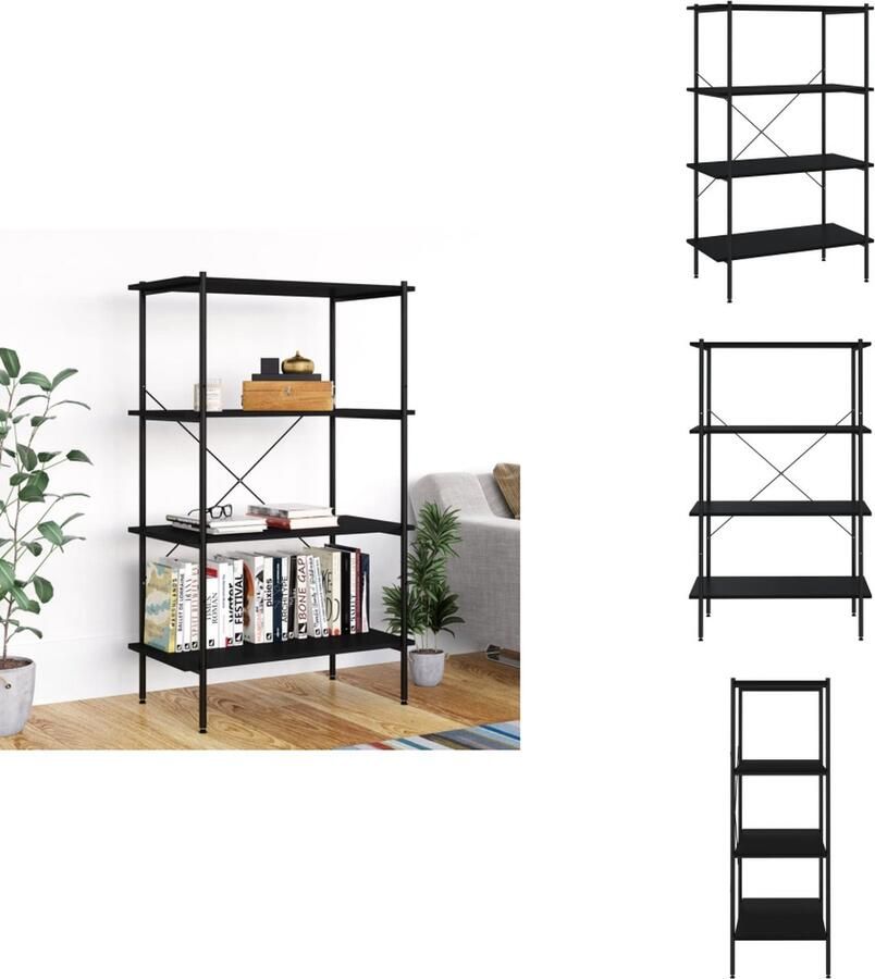 VidaXL Opbergrek Opbergrekken Opbergkast Opbergkasten Opbergrek 4-laags 80x40x130 cm zwart