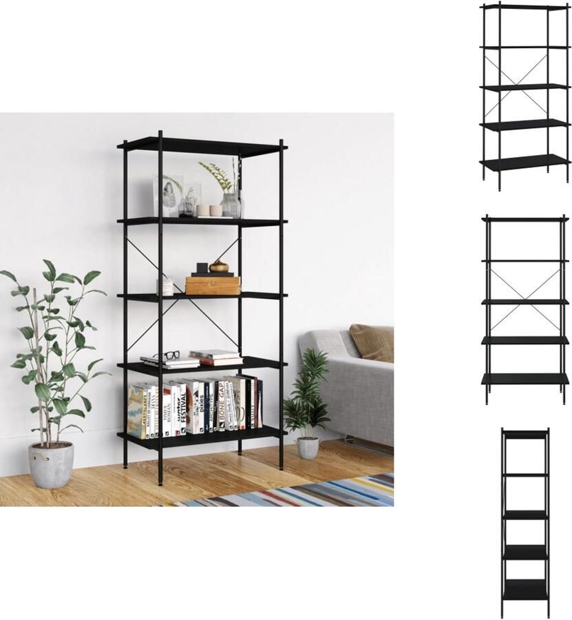 VidaXL Opbergrek Opbergrekken Opbergkast Opbergkasten Opbergrek 5-laags 80x40x163 cm zwart