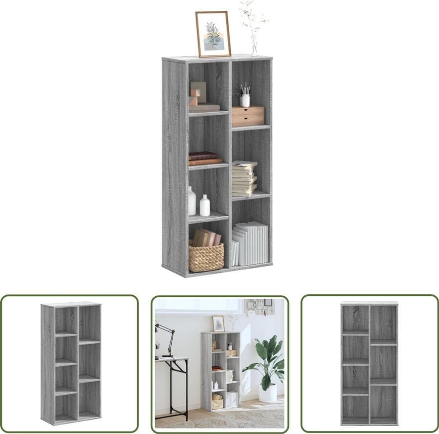 The Living Store Boekenkast 50x25x105 cm bewerkt hout grijs sonoma eikenkleurig Boekenkast Opbergruimte Houten Boekenkast Grijze Boekenkast Design Boekenkast