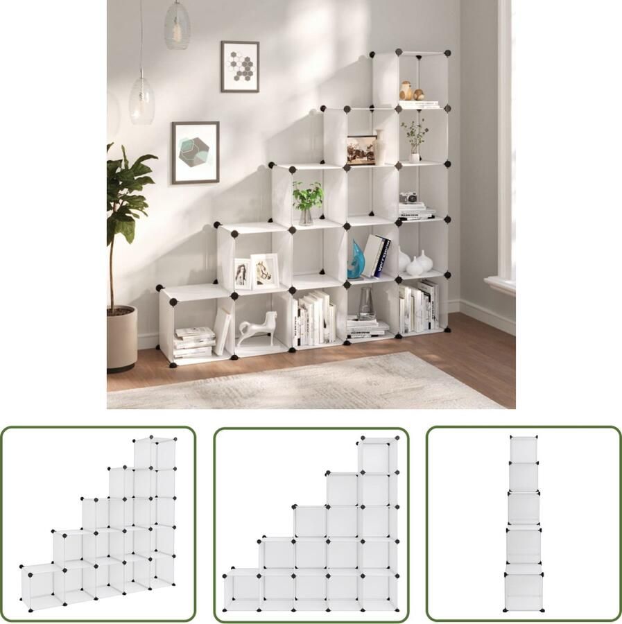 The Living Store Opbergmeubel met 15 vakken polypropeen transparant Opbergmeubel Opbergsysteem Plastic Kast Transparante Opbergbox Multifunctionele Opbergers - Foto 2