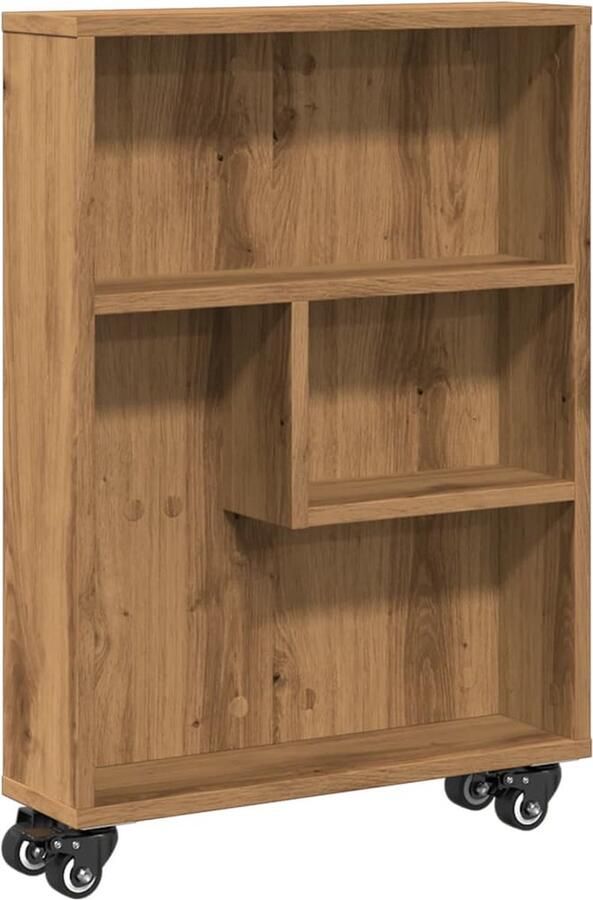 VidaXL Opbergtrolley smal 48x13x68 cm bewerkt hout artisanaal eiken
