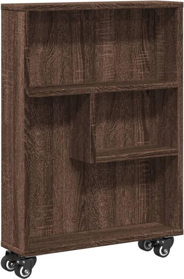 VidaXL Opbergtrolley smal 48x13x68 cm bewerkt hout bruin eikenkleurig