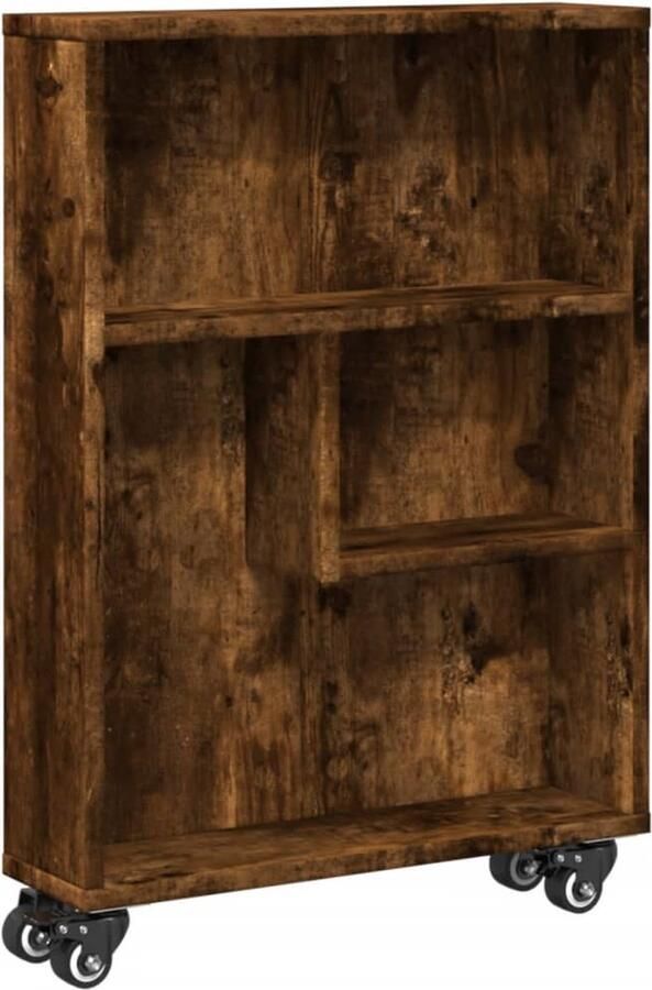 VidaXL Opbergtrolley smal 48x13x68 cm bewerkt hout gerookt eikenkleur