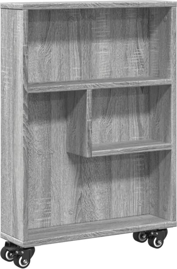 VidaXL Opbergtrolley smal 48x13x68 cm bewerkt hout grijs sonoma eiken