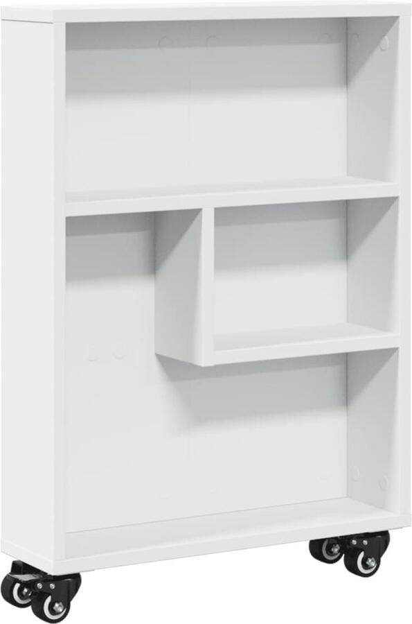 VidaXL Opbergtrolley smal 48x13x68 cm bewerkt hout wit