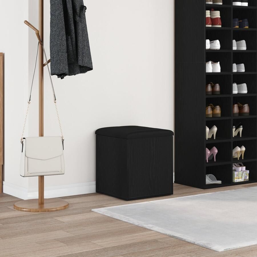 VidaXL Opslagbank Zwart eiken Hout 42 x 42 x 45 cm Opslagbank Vierkant - Foto 2