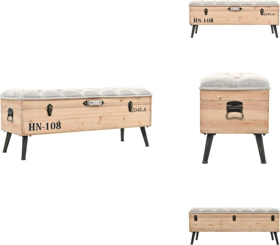 VidaXL Opslagbank Opslagbanken Opslagkist Opslagkisten Opbergbank 110 cm massief vurenhout