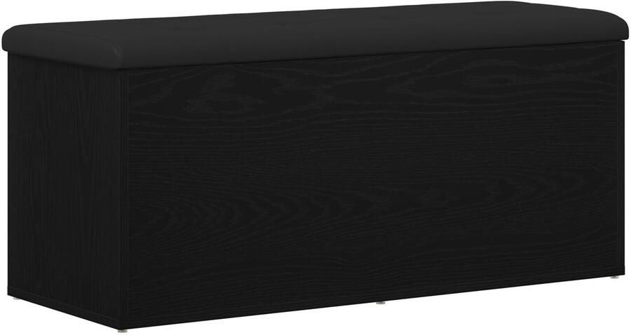 VidaXL Opslagbank met kussen Zwart eiken 102 x 42 x 45 cm Bewerkt hout - Foto 2