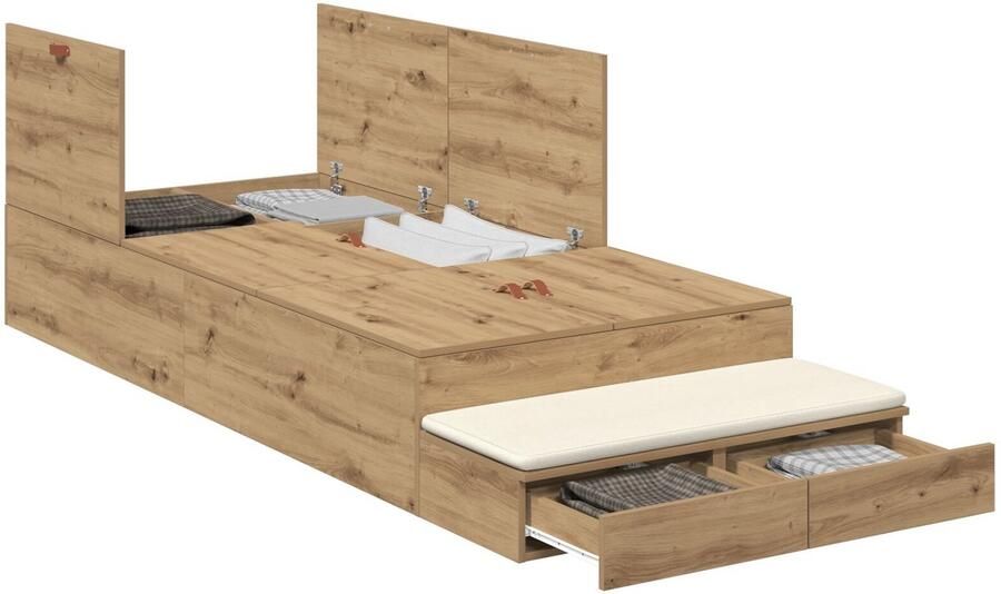 VidaXL Opslag Bedframe Artisan Eiken Geïndustrialiseerd Hout - Foto 2