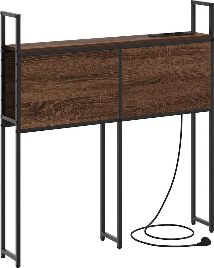 VidaXL Opslage hoofdbord met oplaadstation bruin eikenkleur 75 cm