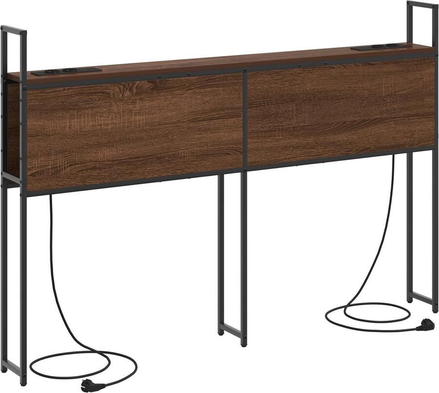 VidaXL Opslage hoofdbord met oplaadstation bruin eikenkleur 160 cm