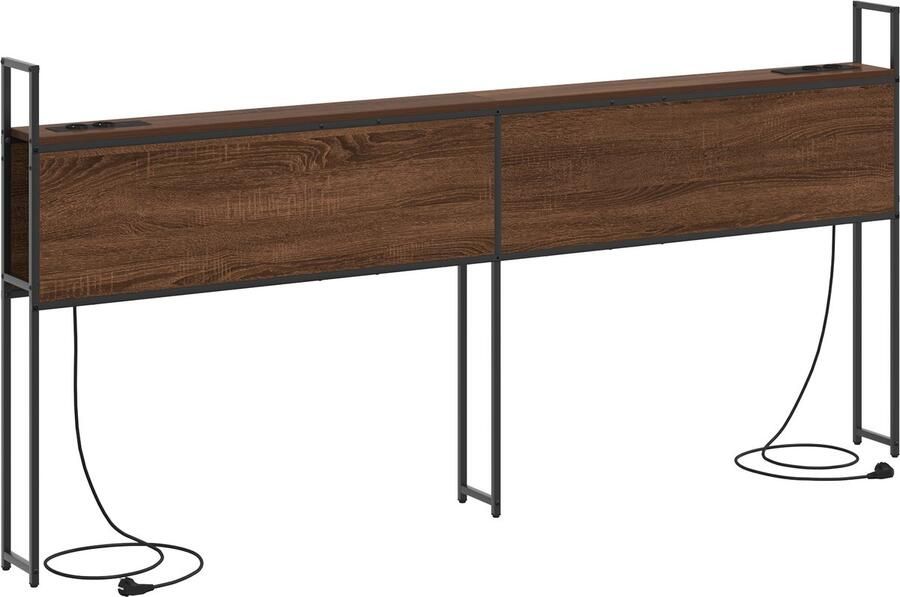 VidaXL Opslage hoofdbord met oplaadstation bruin eikenkleur 180 cm
