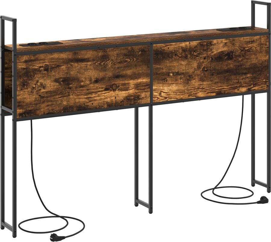 VidaXL Opslage hoofdbord met oplaadstation Gerookt eiken 140 cm