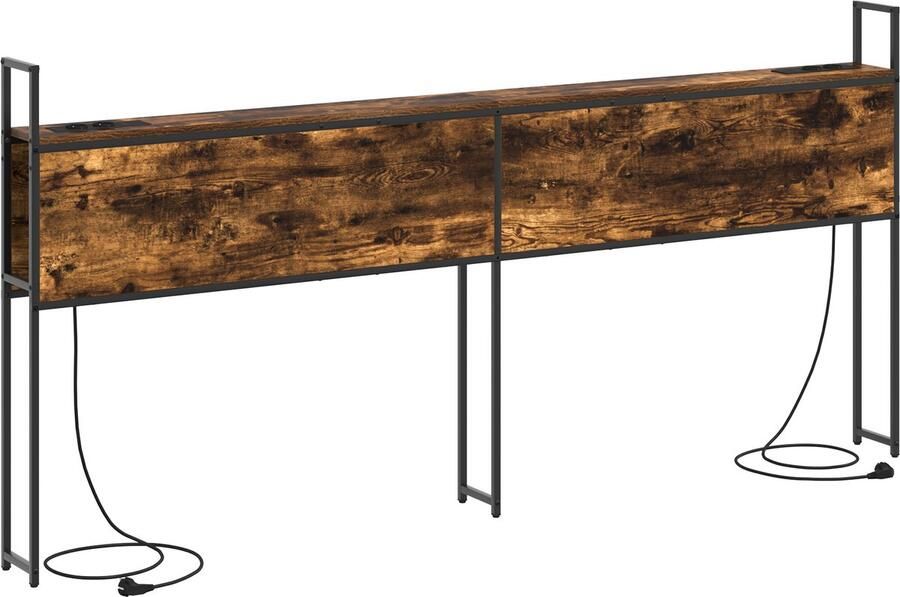 VidaXL Opslage hoofdbord met oplaadstation Gerookt eiken 180 cm