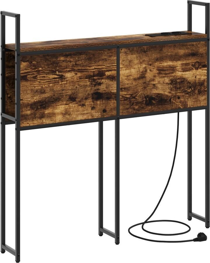 VidaXL Opslage hoofdbord met oplaadstation Gerookt eiken 80 cm