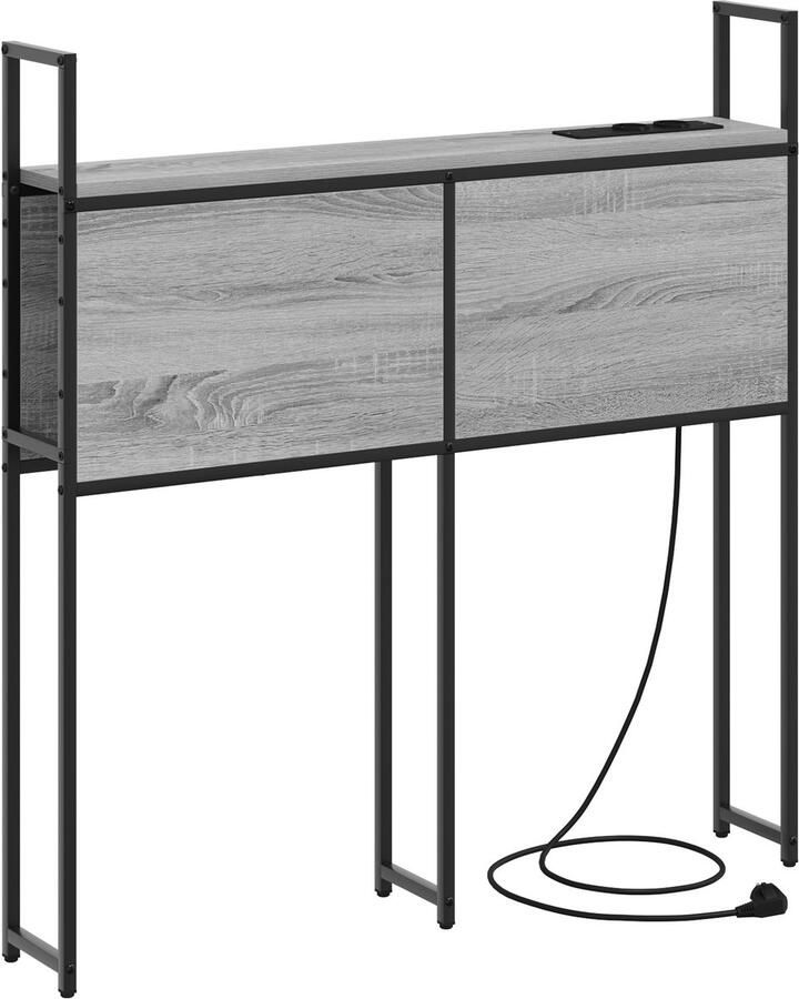 VidaXL Opslage hoofdbord met oplaadstation Grijs sonoma 80 cm