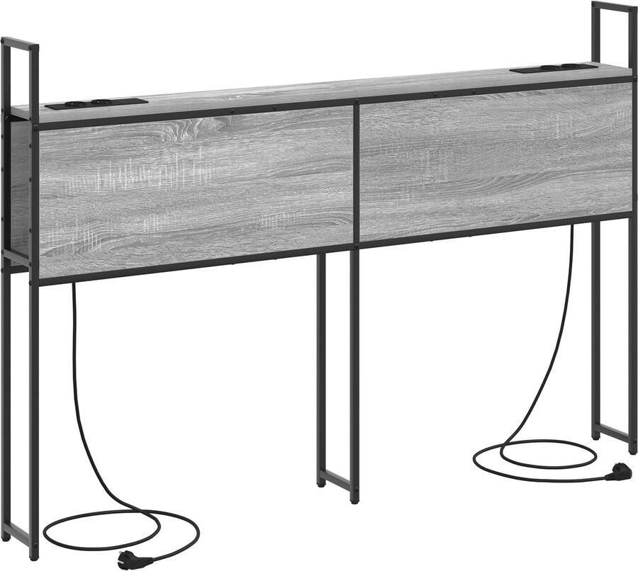 VidaXL Opslage hoofdbord met oplaadstation Grijs sonoma 140 cm