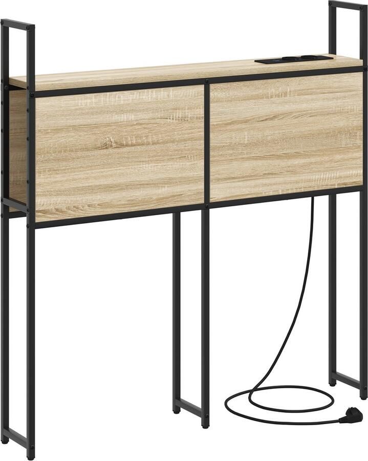 VidaXL Opslage hoofdbord met oplaadstation Sonoma eiken 75 cm