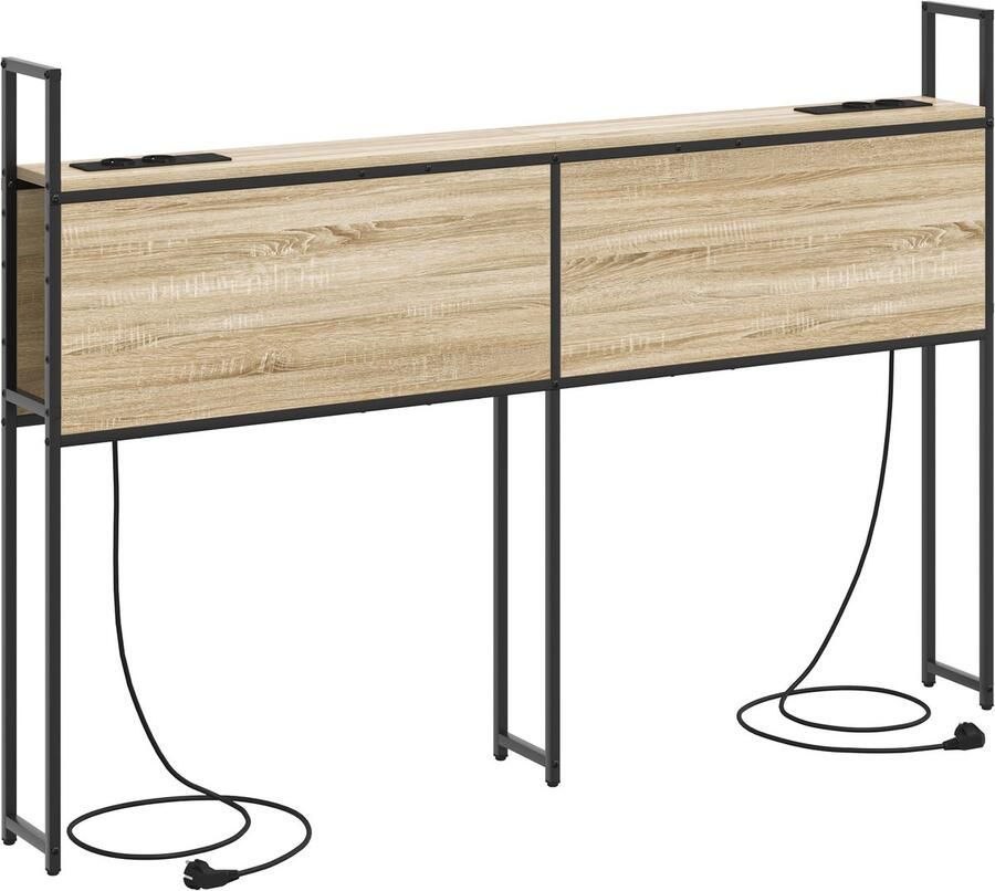 VidaXL Opslage hoofdbord met oplaadstation Sonoma eiken 140 cm