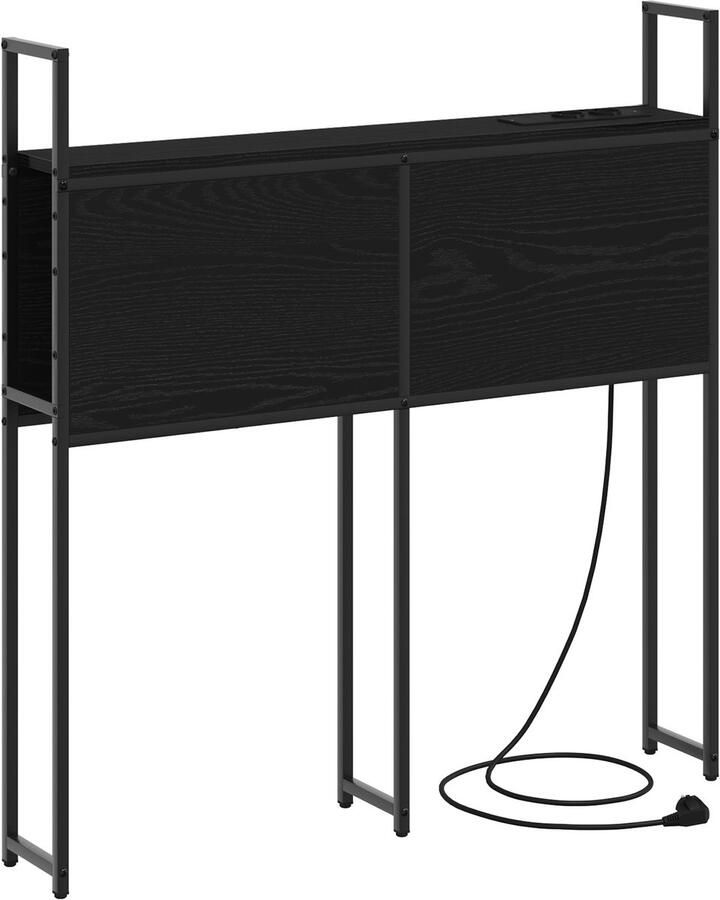 VidaXL Opslage hoofdbord met oplaadstation Zwart eiken 80 cm