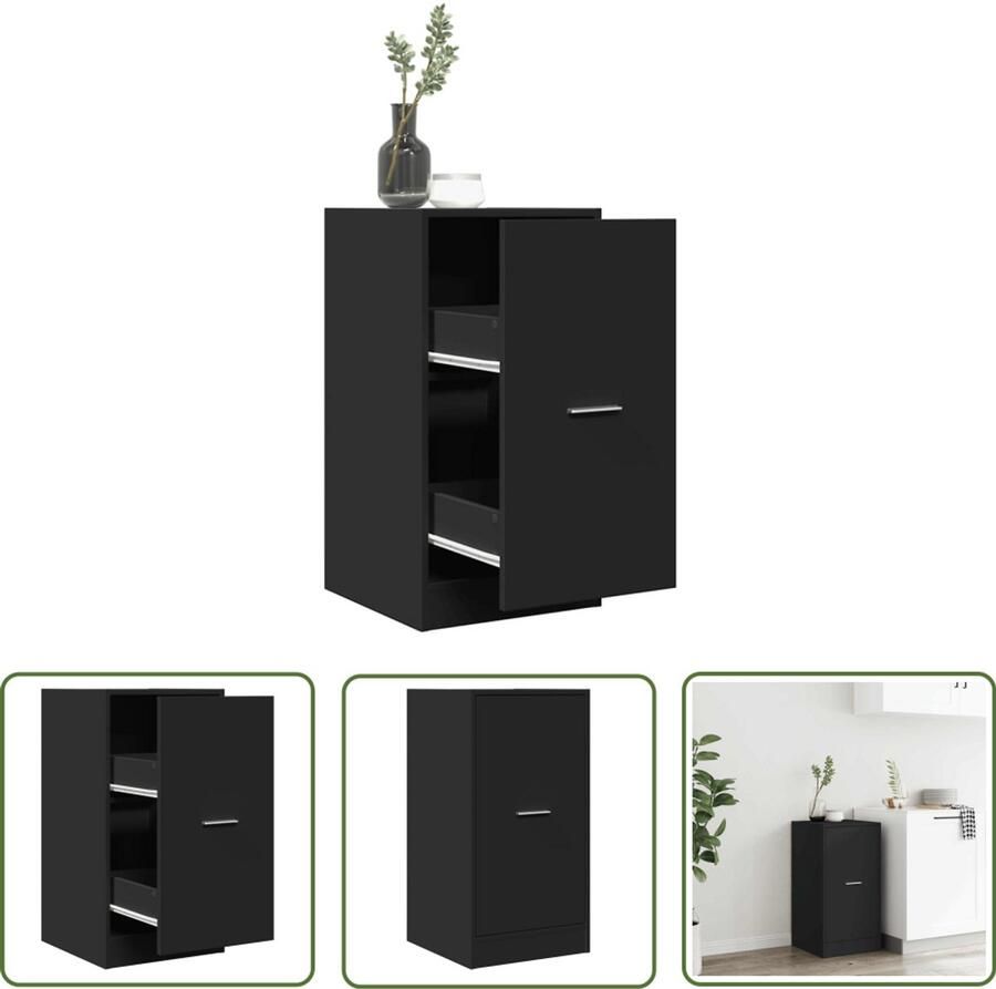 VidaXL Opslagkast Apotheker Kast Apothekerskast 40x41x77 5 cm bewerkt hout zwart Boekenkast Vintage Kast Houten Kast