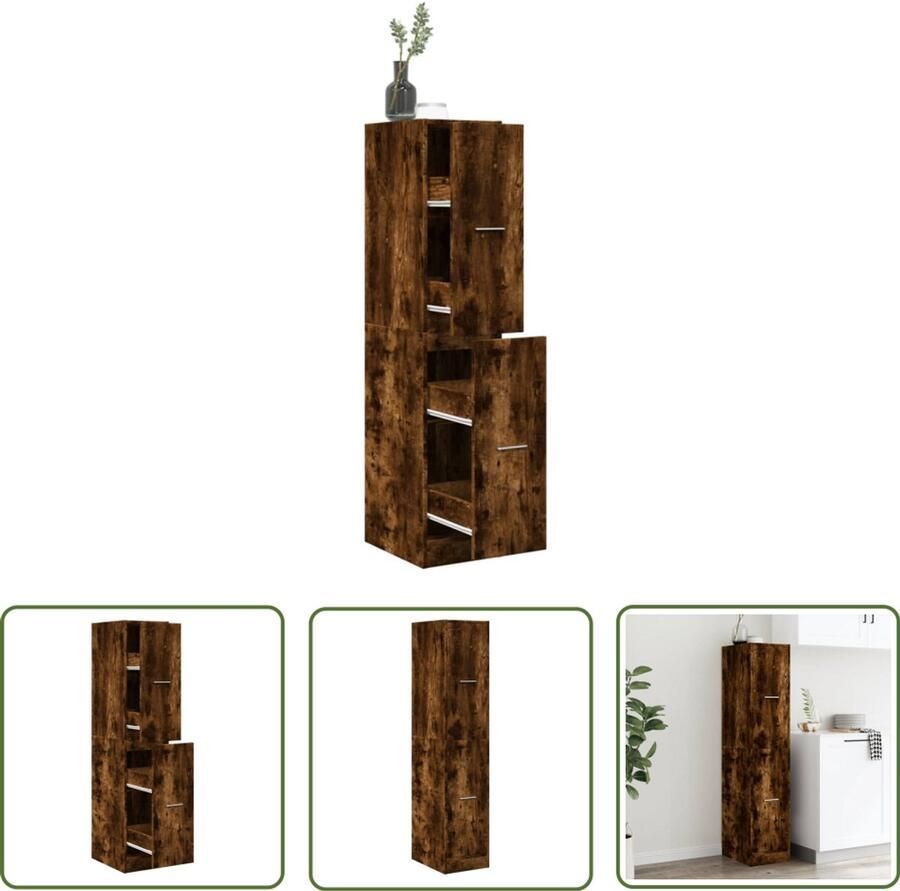 The Living Store Apothekerskast 30x41x144 5 cm bewerkt hout gerookt eikenkleurig Apothekerkast Opslagkast Houten Kast Vintage Kast Badkamerkast