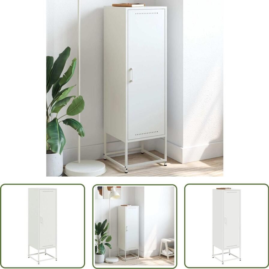 The Living Store Hoge kast 36x39x123 cm staal wit Hoge Kast Opbergkast Industrieel Design Metalen Kast Wit Staal