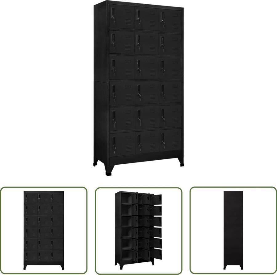 The Living Store Lockerkast Staal 90 x 40 x 180 cm 18 afsluitbare deuren Lockerkast Opslagkast Kluisje Kantooraccessoires Schoolbenodigdheden - Foto 2